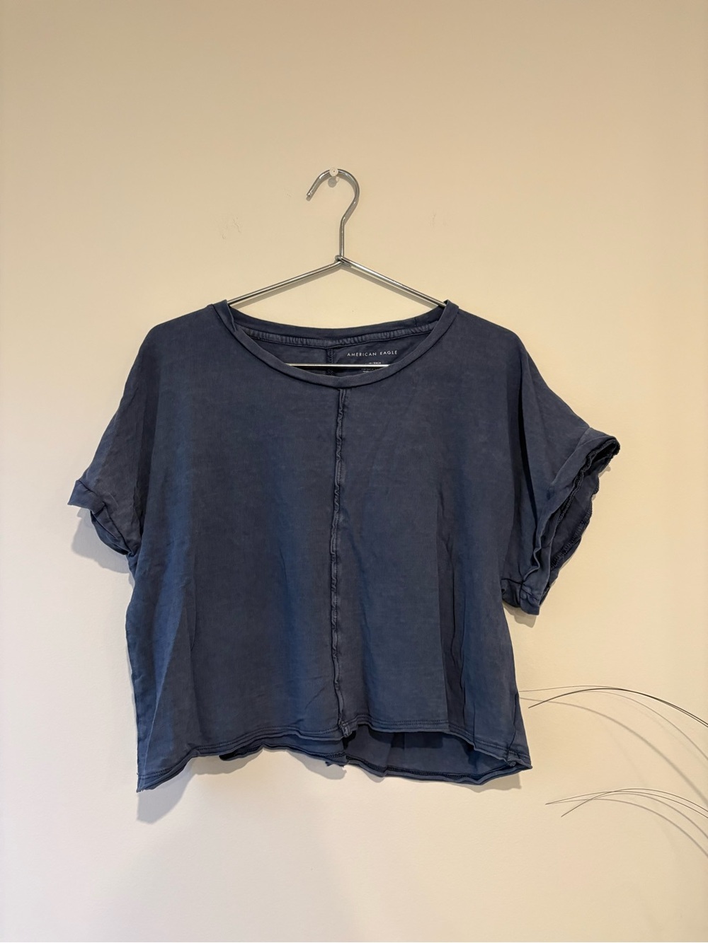 American Eagle Outfitters Blue Cropped Boxy Tee